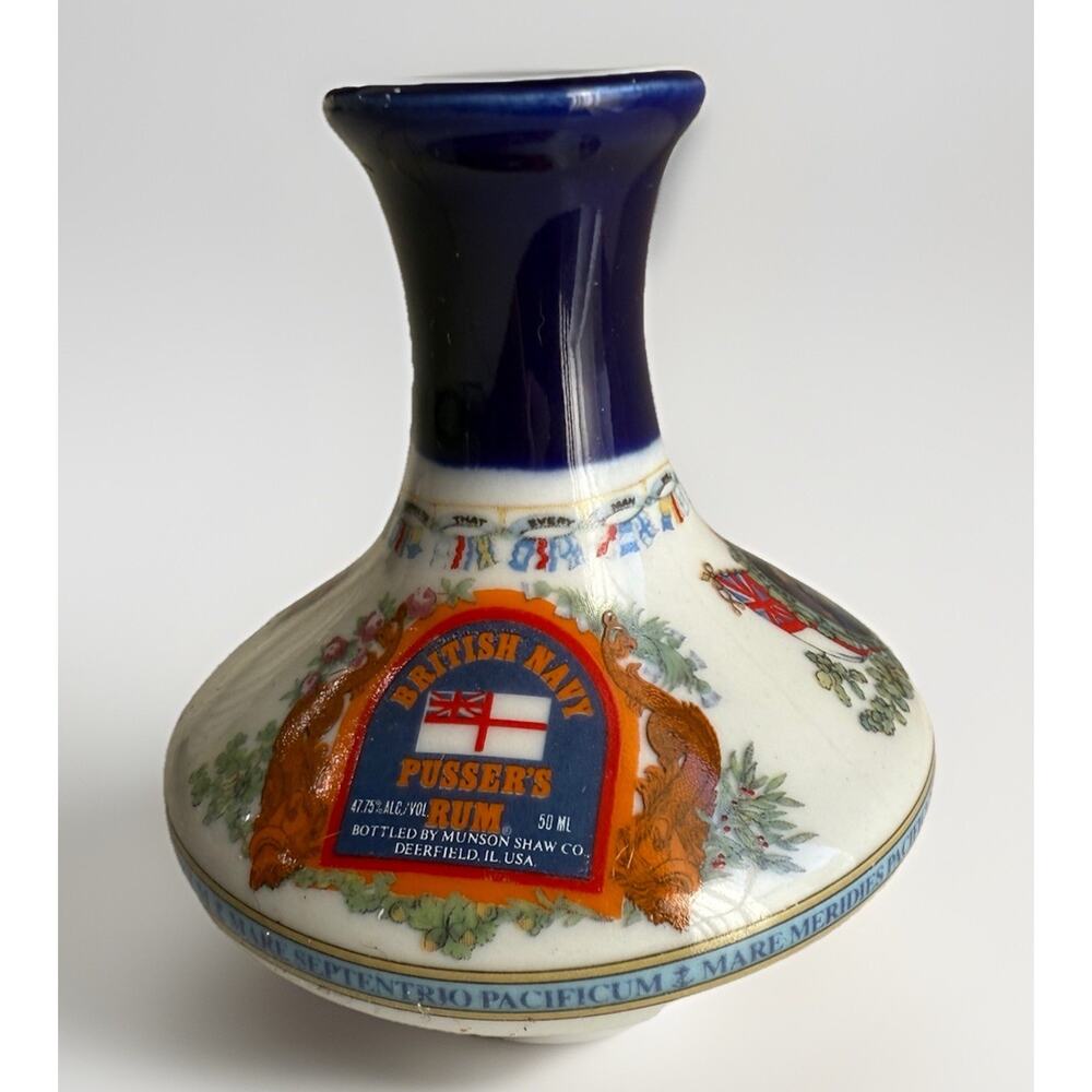 Vintage Mini Pusser’s Rum British Navy Ceramic Decanter Britannia Lord Nelson